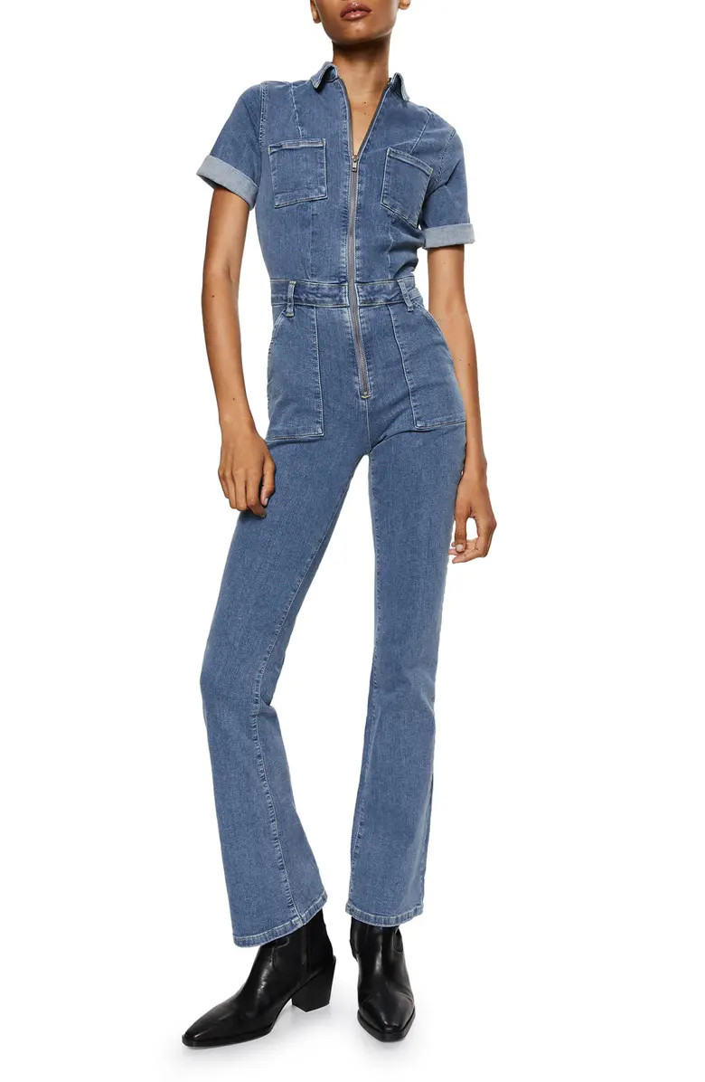 MANGO Zip Front Denim Jumpsuit | Nordstrom | Nordstrom