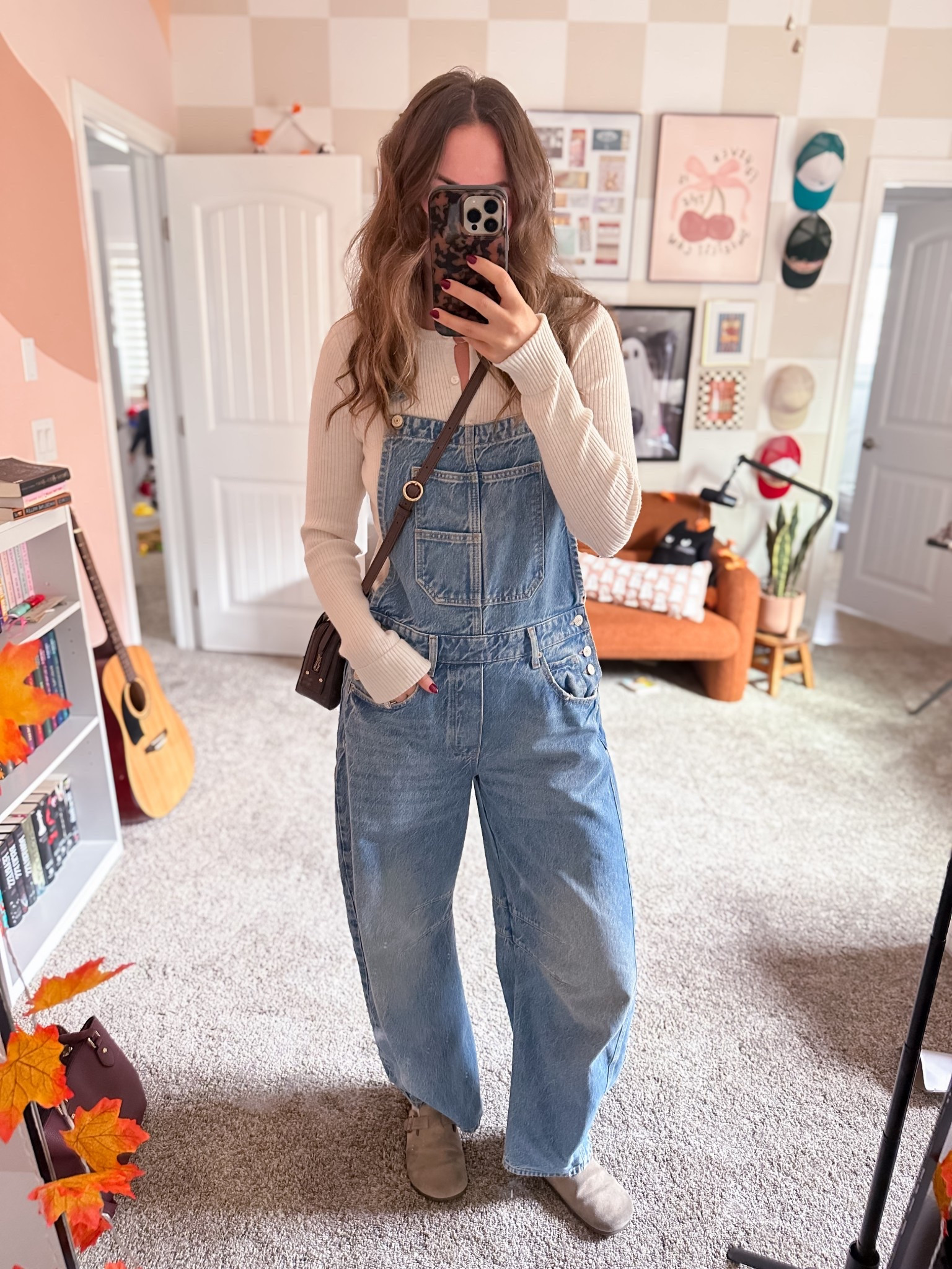 Fall ootd 🍁 wearing barrel jeans overalls size small tall, top: small, shoe 7

#LTKFallSale #LTKStyleTip #LTKFindsUnder50