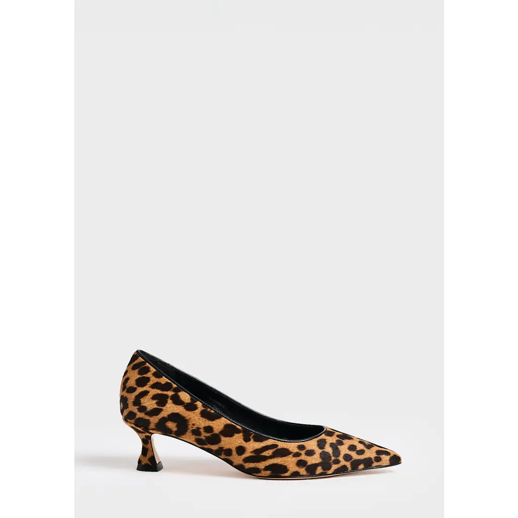 MARION PARKE Flared Kitten Heel Pump Haircalf in Leopard at Nordstrom, Size 38.5 | Nordstrom