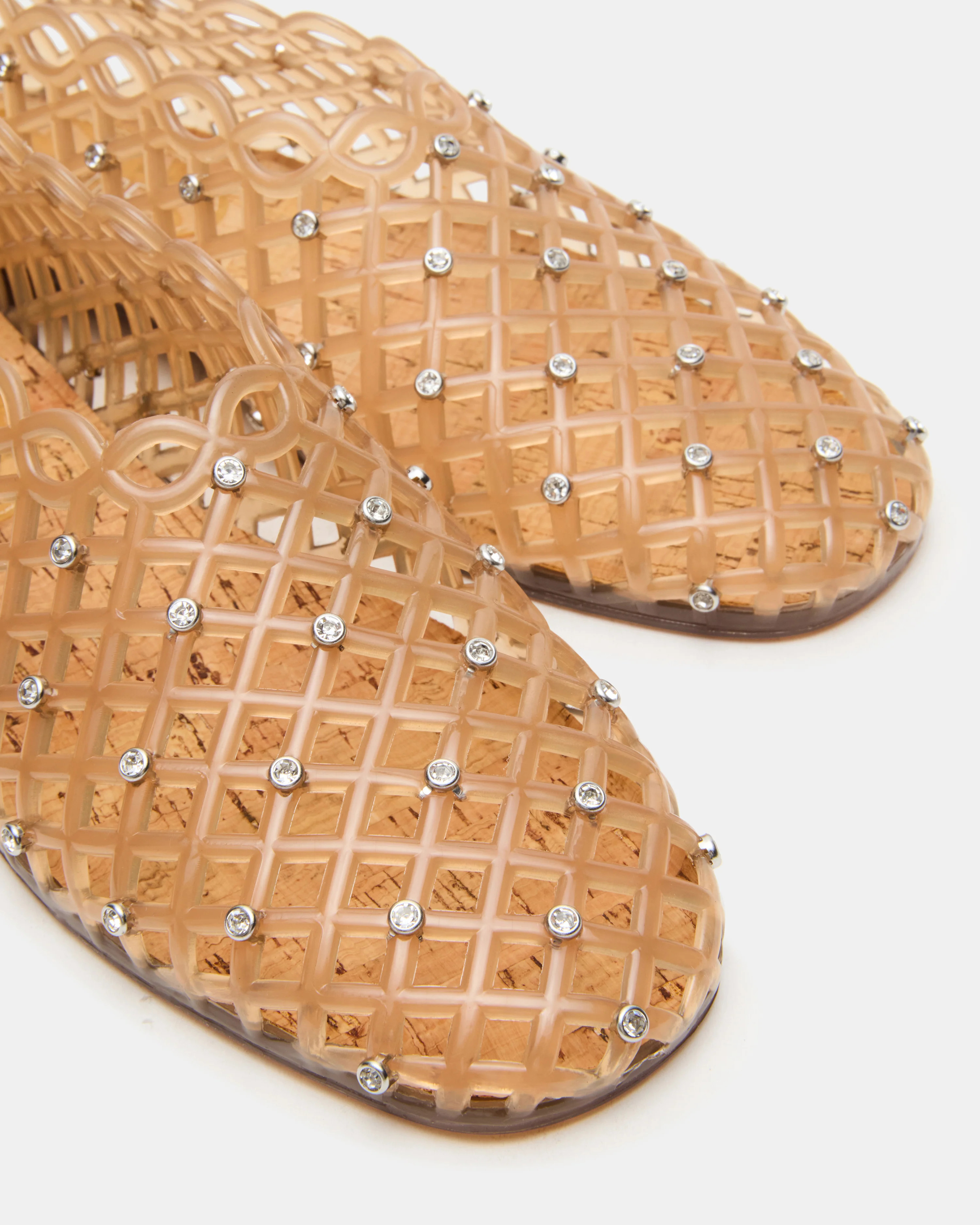 GROVE Tan Rhinestones Square-Toe Jelly Women's Flat | Steve Madden (US)