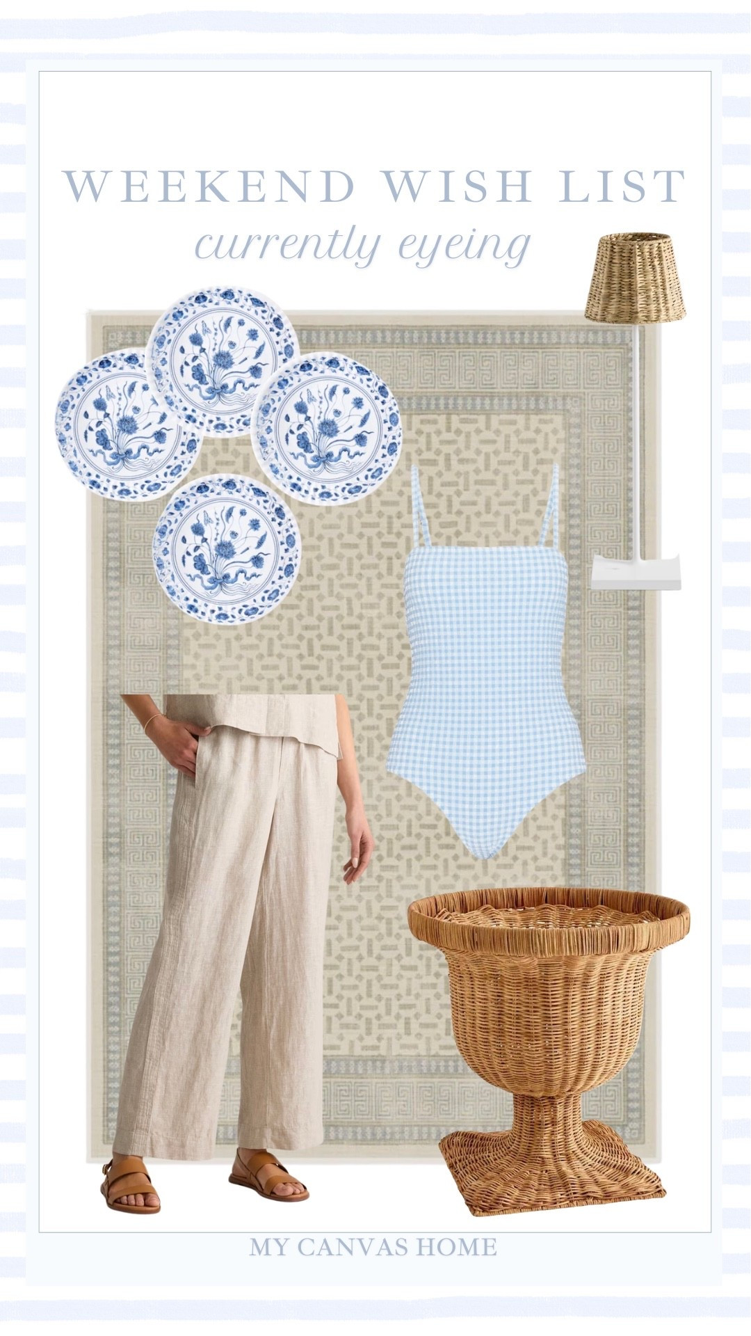 Such a fun mix of finds as we head into the weekend! These melamine plates are so beautiful (and they’re a great price!) Lots of you have also been loving this washable rug and this rattan planter. I’m eyeing this LED table lamp, the linen pants, and this gingham swimsuit. 

#LTKHome #LTKSaleAlert #LTKSwim