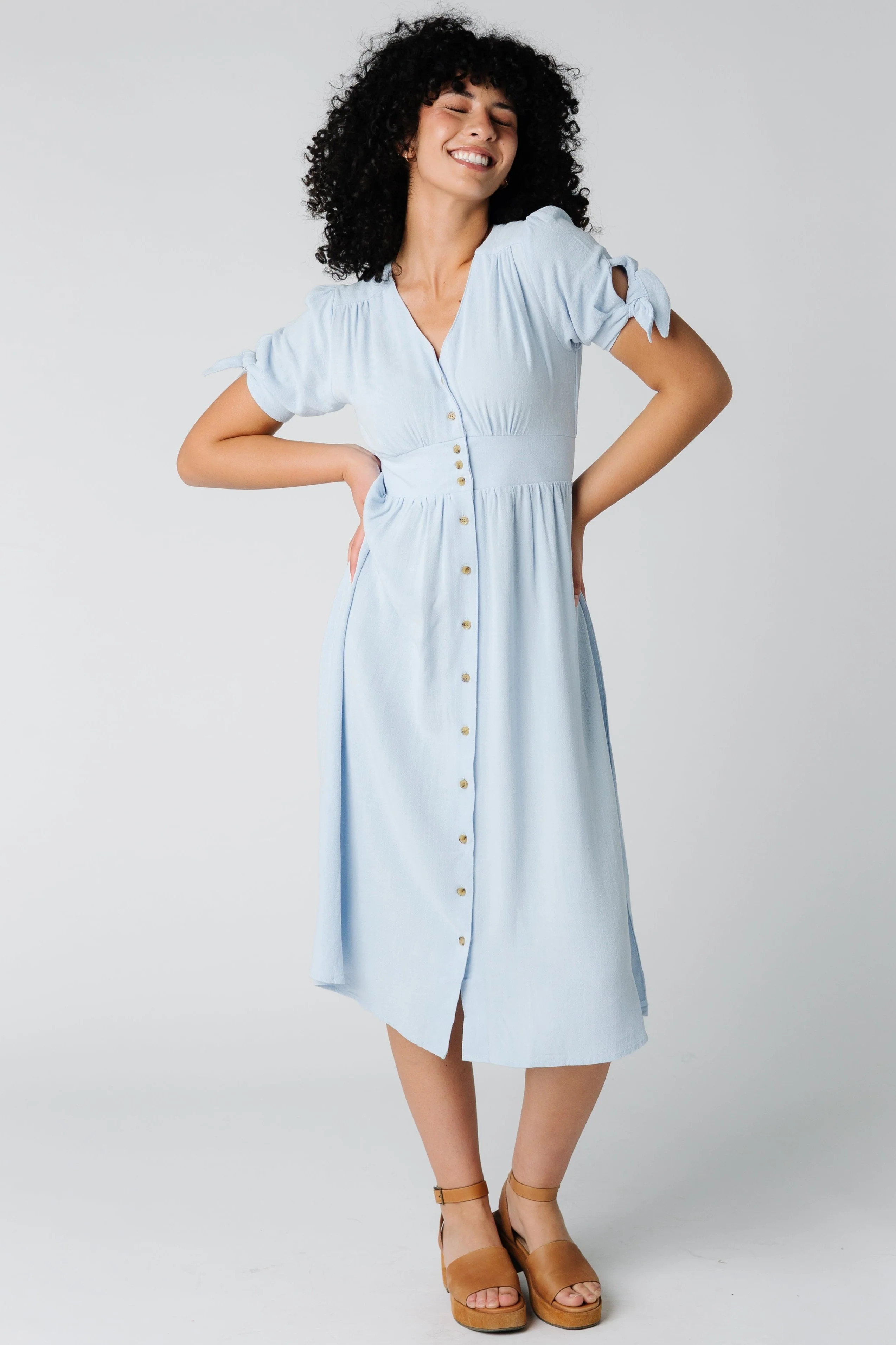Brass & Roe Florence Linen Dress - Light Blue | Called To Surf