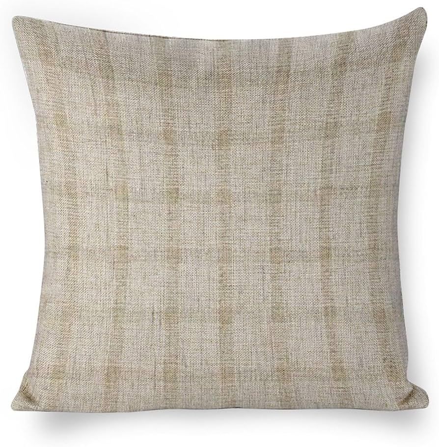 Throw Pillows Covers Tan Woven Plaid Pillow Cover Window Pane Pillow Cover Natural Style Lined Li... | Amazon (US)