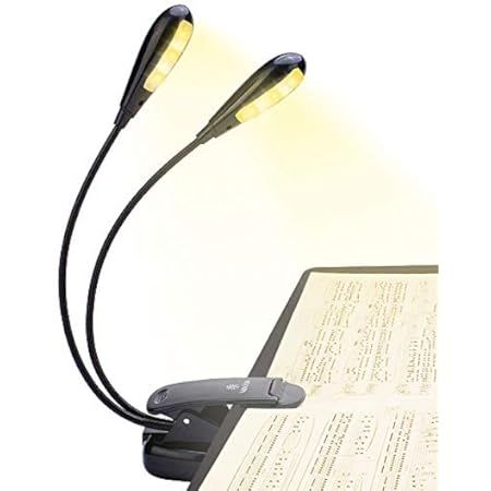 Rechargeable Warm& White 10 LED book light/music stand light, Easy Clip-on Reading in Bed at night,  | Amazon (US)