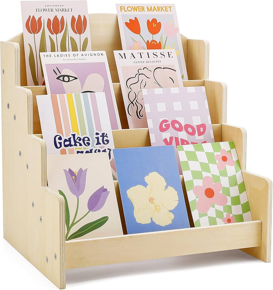 Exood Greeting Card Organizer Display Stand , 4-Tier Wooden Rack Holder for postcard Brochure Pho... | Amazon (US)