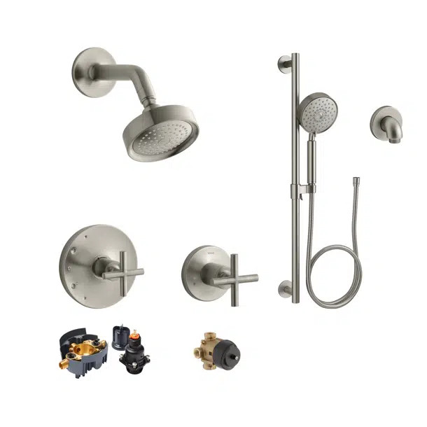 Kohler Purist Rite Temp Showering Kit with Multi-function handshower and slidebar | Wayfair North America