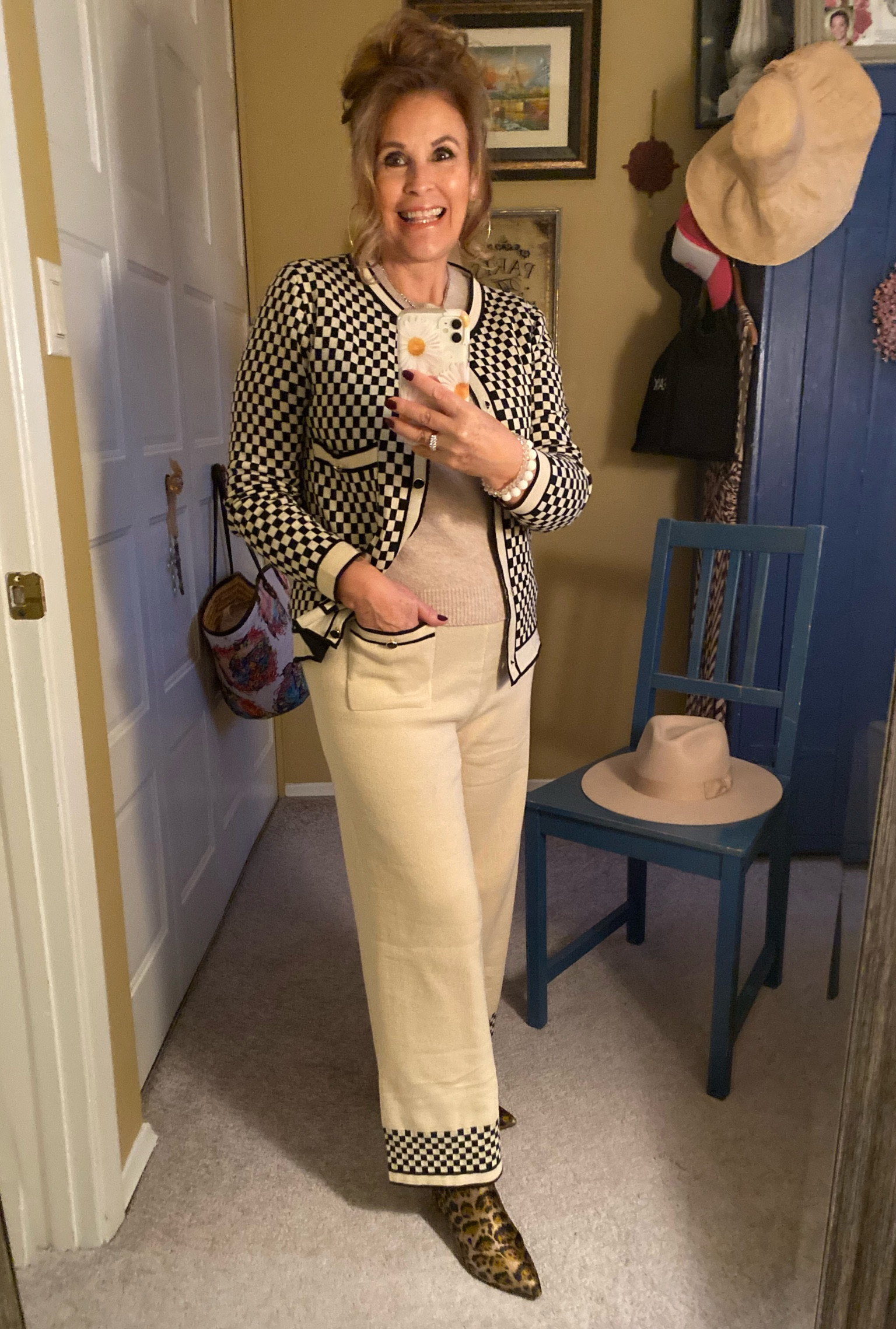 Fall Outfit. Checkered knit cardi and pant set. I got mine from Glam Clothing (local shop) and have linked similars. Dress it up or down, stylish either way for all ages and sooo cozy!◼️◻️

#LTKstyletip #LTKHoliday #LTKSeasonal