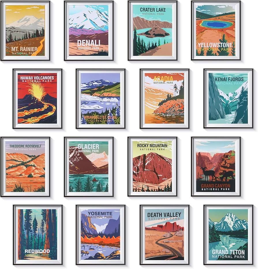 Gersoniel 16 Pieces Vintage National Park Posters - Unframed Wall Art Prints Set for Living Room,... | Amazon (US)