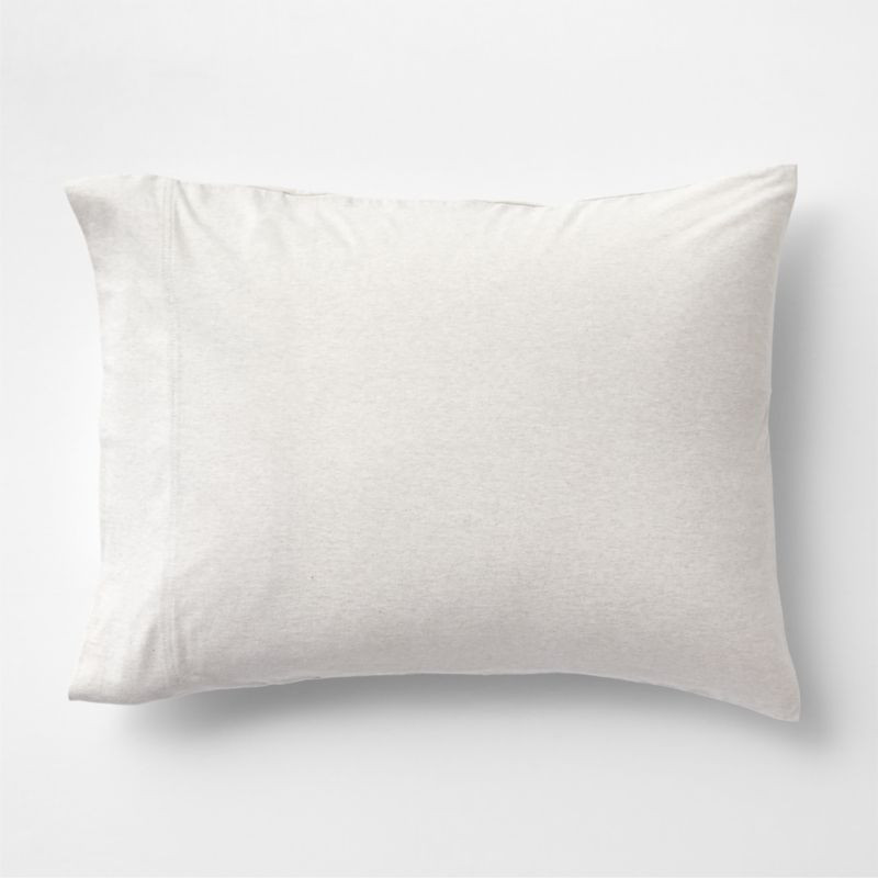 Organic Jersey Heathered Oatmeal Beige Standard Pillow Sham | Crate & Barrel | Crate & Barrel