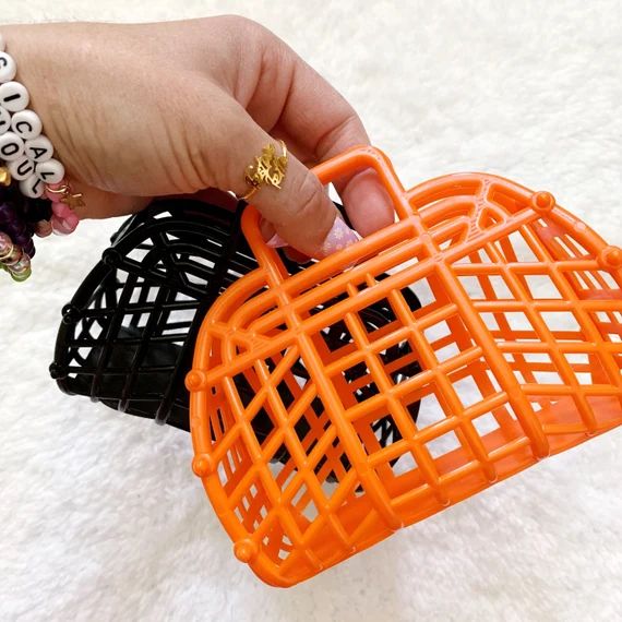 Mini Halloween Boo Baskets Trick or Treat Bags Mini Plastic - Etsy | Etsy (US)