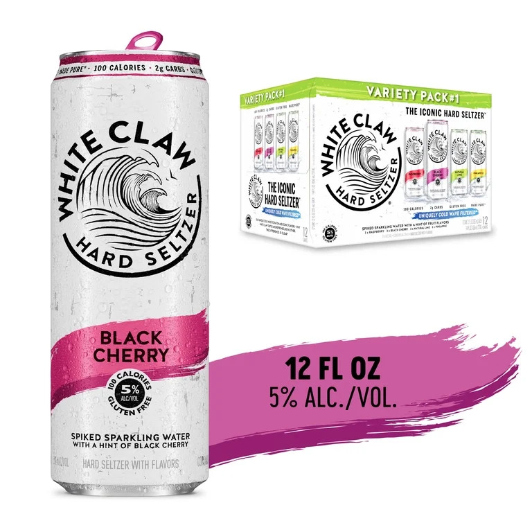 White Claw Hard Seltzer Variety pack No. 1, 12 pack, 12 fl oz Cans, 5% ABV | Walmart (US)