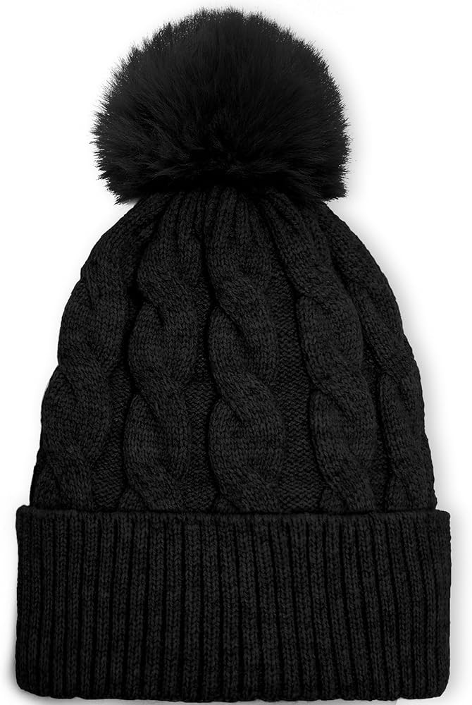 TAROSE Womens Winter Hat Beanie, Warm Soft Hat for Women Pompom Knit Hats Ski Cap with Faux Fur L... | Amazon (US)