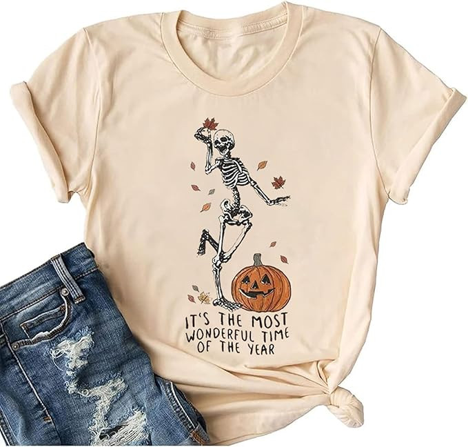 Fall T-Shirt for Women Halloween Pumpkin Shirts Thanksgiving Family Funny Graphic Tee Casual Cute... | Amazon (US)
