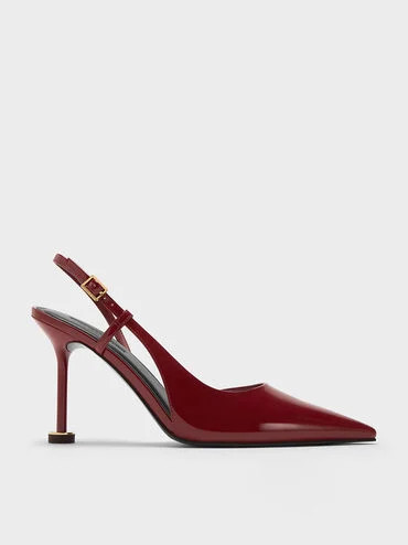 Wynn Patent Pointed-Toe Sculptural-Heel Slingback Pumps
    
         - Red | Charles & Keith US