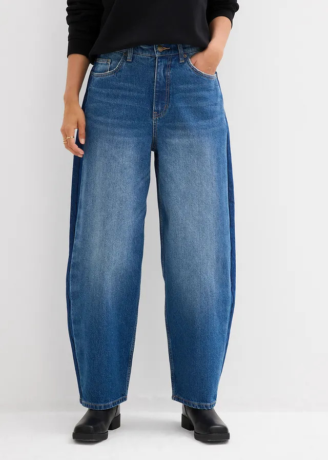 Barrel jeans high waist, cropped blauw denim used | Bonprix NL (Influencer)