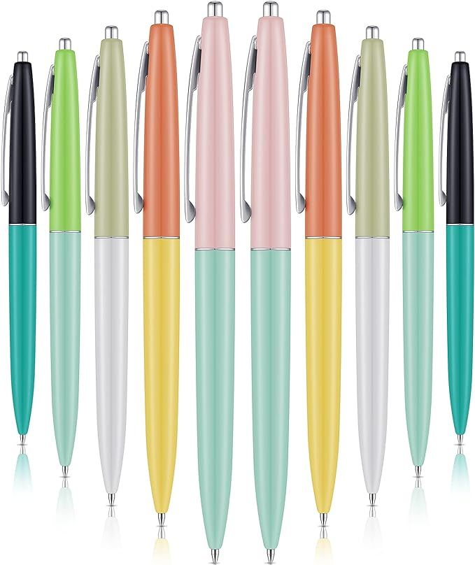 10 Pieces Retro Pens Ballpoint Pens Retractable Ball Point Pen Comfortable Writing Pens Black Ink... | Amazon (US)