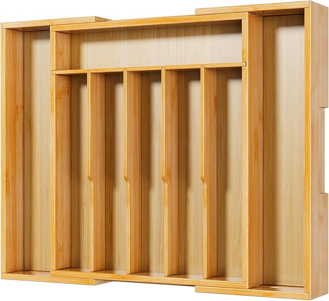 Kitsure Large Thickened Silverware Organizer - Expandable Bamboo Kitchen Drawer Organizer for Coo... | Amazon (US)