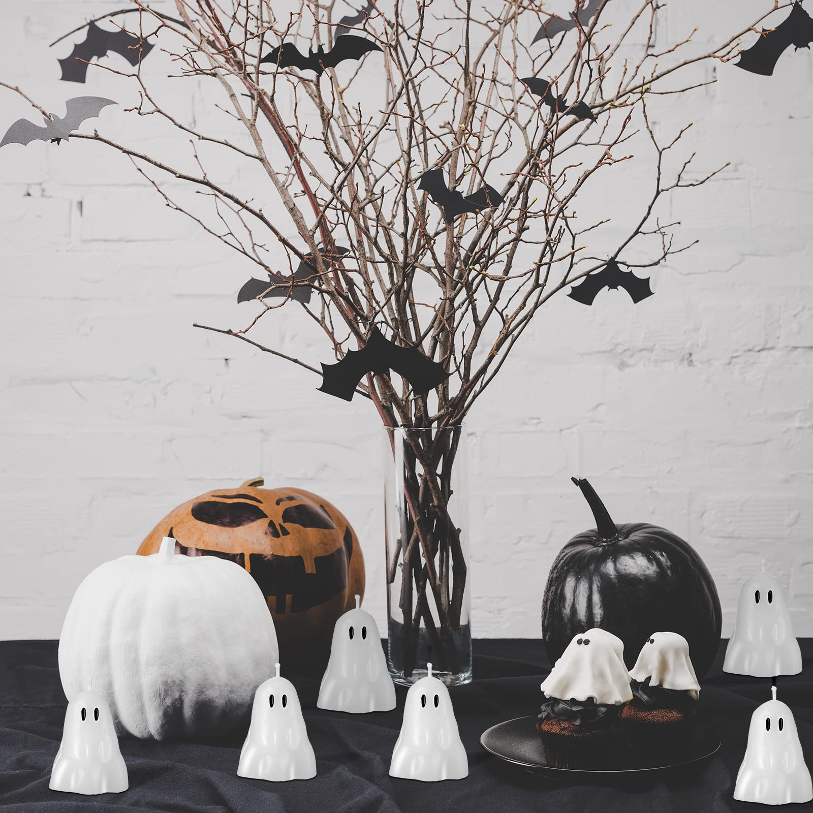 Jutom 10 Pcs Halloween Ghost Candles White Burning Candles Soy Wax for Halloween Home Table Party... | Amazon (US)
