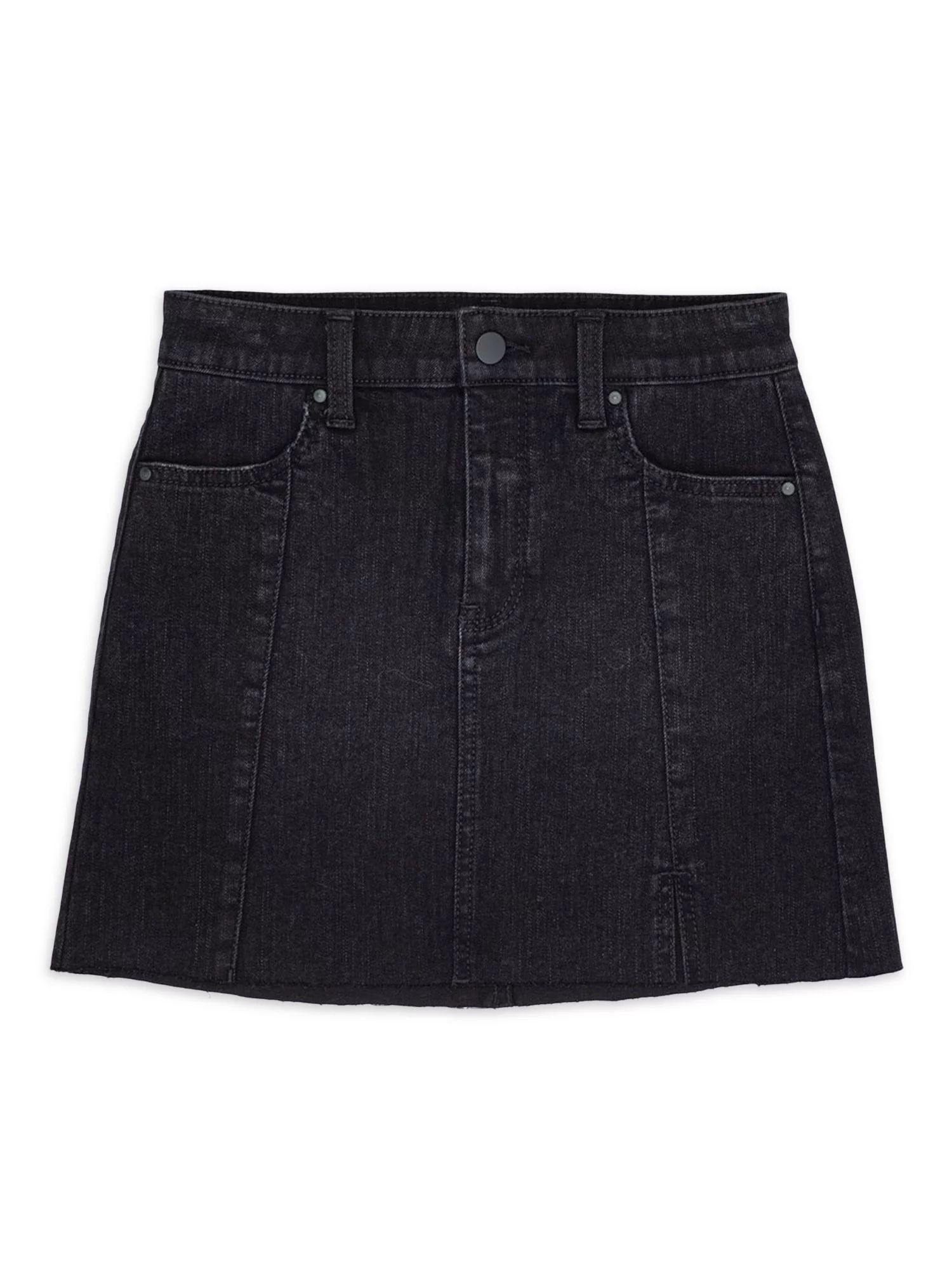 Wonder Nation Girls Slit Hem Denim Skirt, Sizes 4-18 & Plus - Walmart.com | Walmart (US)