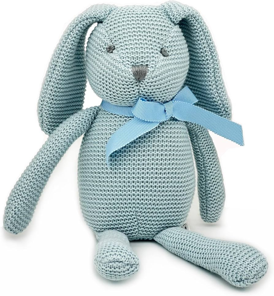 100% Organic Cotton Baby Stuffed Animals for Newborn 7.1" (Bunny Blue) | Amazon (US)