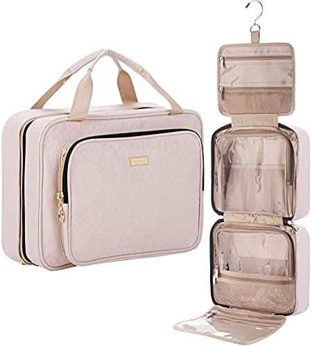 NISHEL 4 Sections Hanging Travel Toiletry Bag Organizer, Large Makeup Cosmetic Case for Bathroom Sho | Amazon (US)