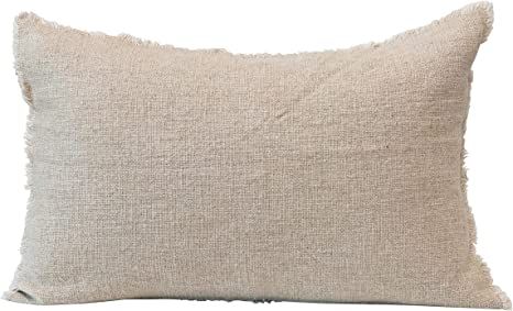 Creative Co-Op Linen Blend Lumbar Frayed Edges, Natural Pillow | Amazon (US)