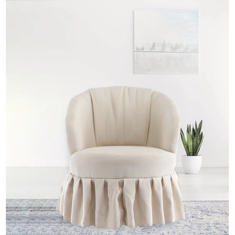 Fostoria Linen Fabric Upholstered Swivel Glider Accent Chair, Auditorium Chair With Pleated Skirt | Wayfair North America