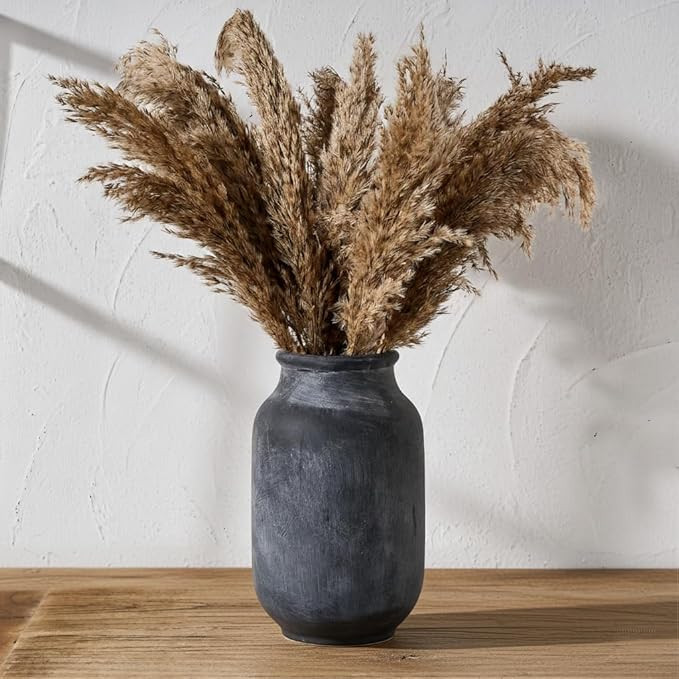 SIDUCAL Rustic Farmhouse Flower Vase | 9.5 Inch Large Ceramic Vase | Pampas Grass | Modern Farmho... | Amazon (US)