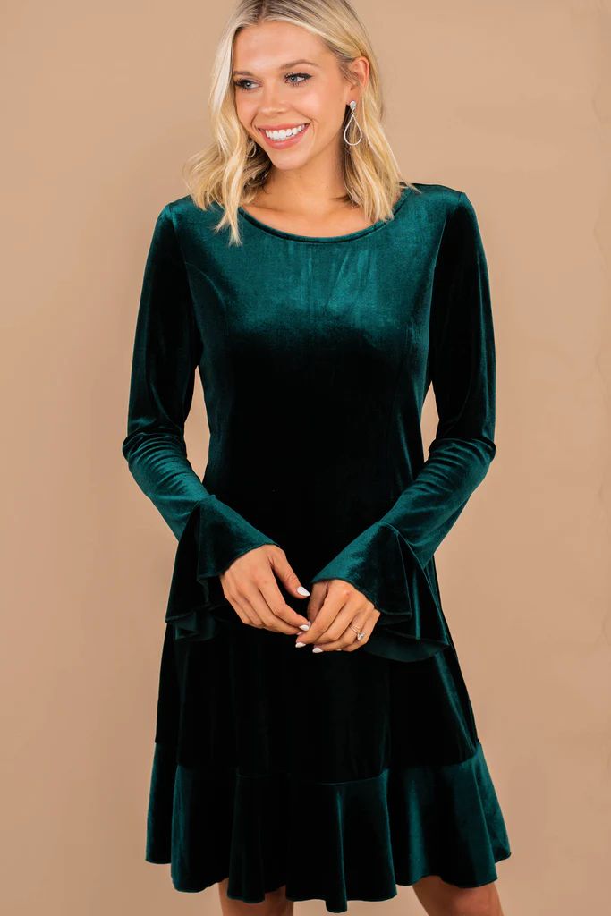 Recognized Perfection Emerald Green Velvet Dress | The Mint Julep Boutique