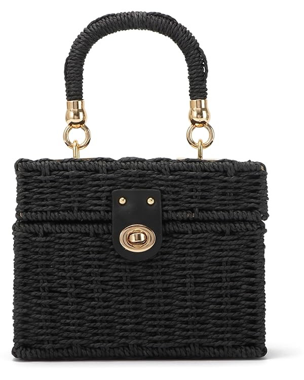 KUANG! Handwoven Rattan Bag for Women Woven Straw Square Crossbody Bag Vintage Basket Purse Beach... | Amazon (US)