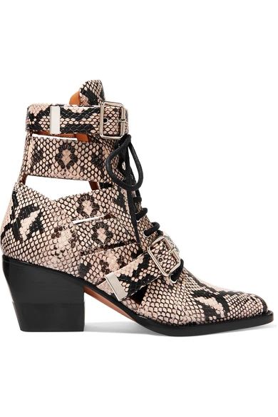 Rylee cutout snake-effect leather ankle boots | NET-A-PORTER (US)