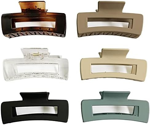 Nalodu Rectangle Hair Claw Clips Large Venhay 4 Inch Matte Clear No Slip Big Jaw Clip Multi-Color... | Amazon (US)