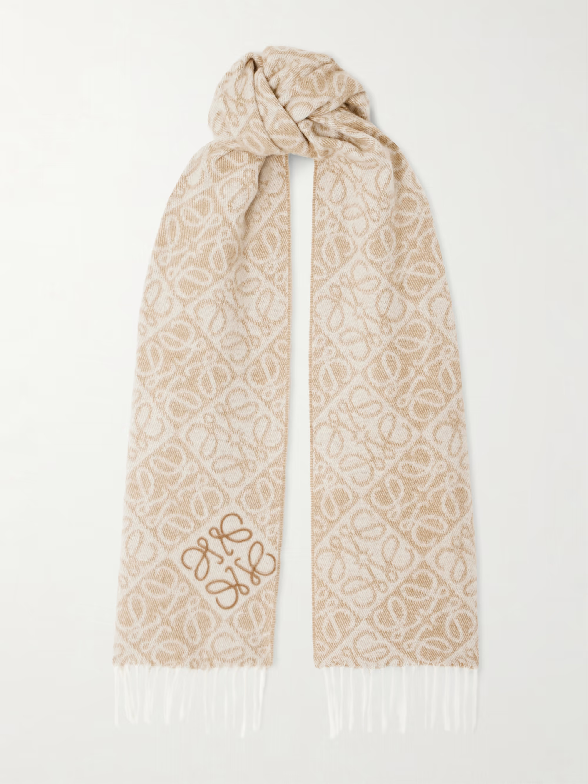 Fringed wool and cashmere-blend jacquard scarf | NET-A-PORTER (US)