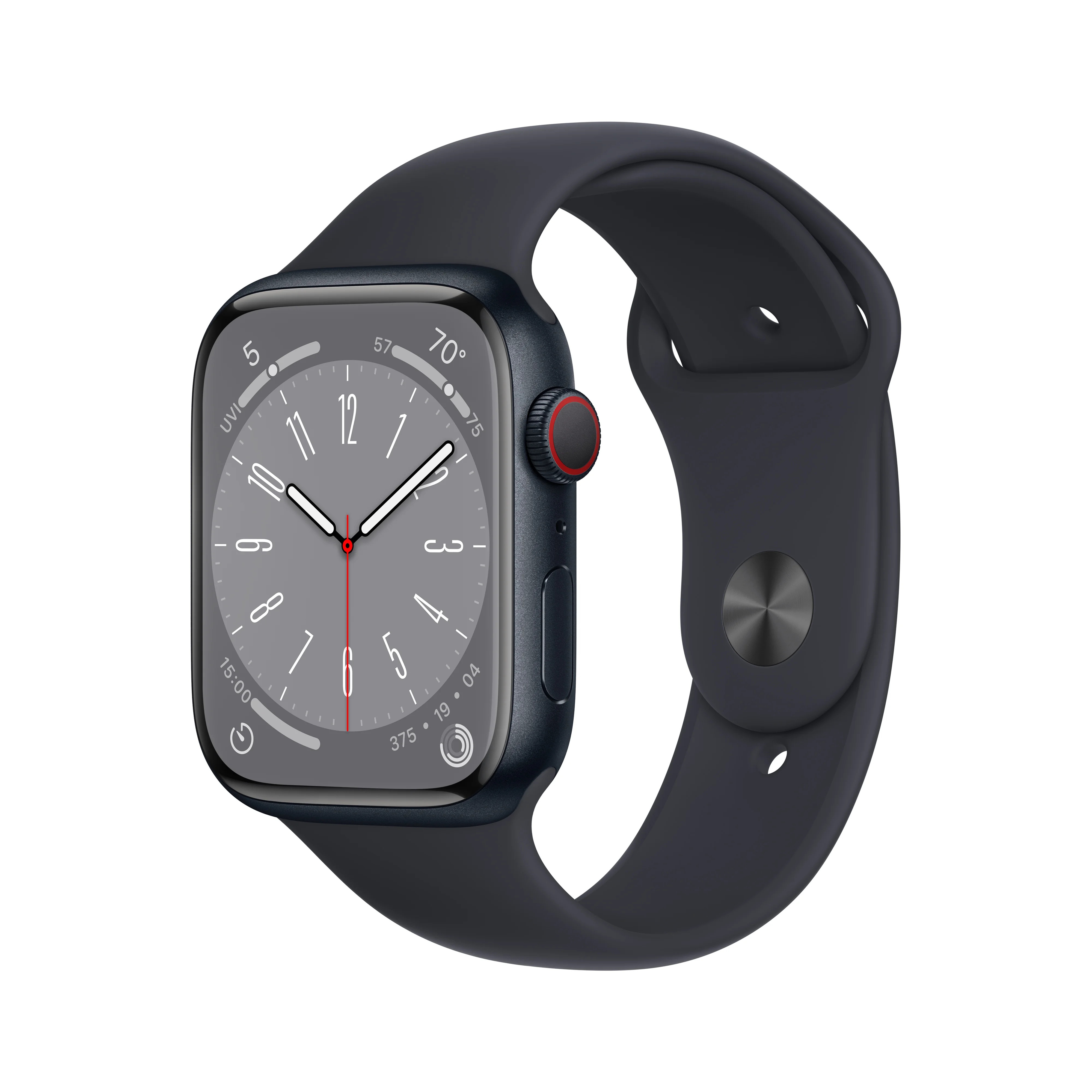 Apple Watch Series 8 GPS + Cellular 45mm Midnight Aluminum Case with Midnight Sport Band - M/L | Walmart (US)