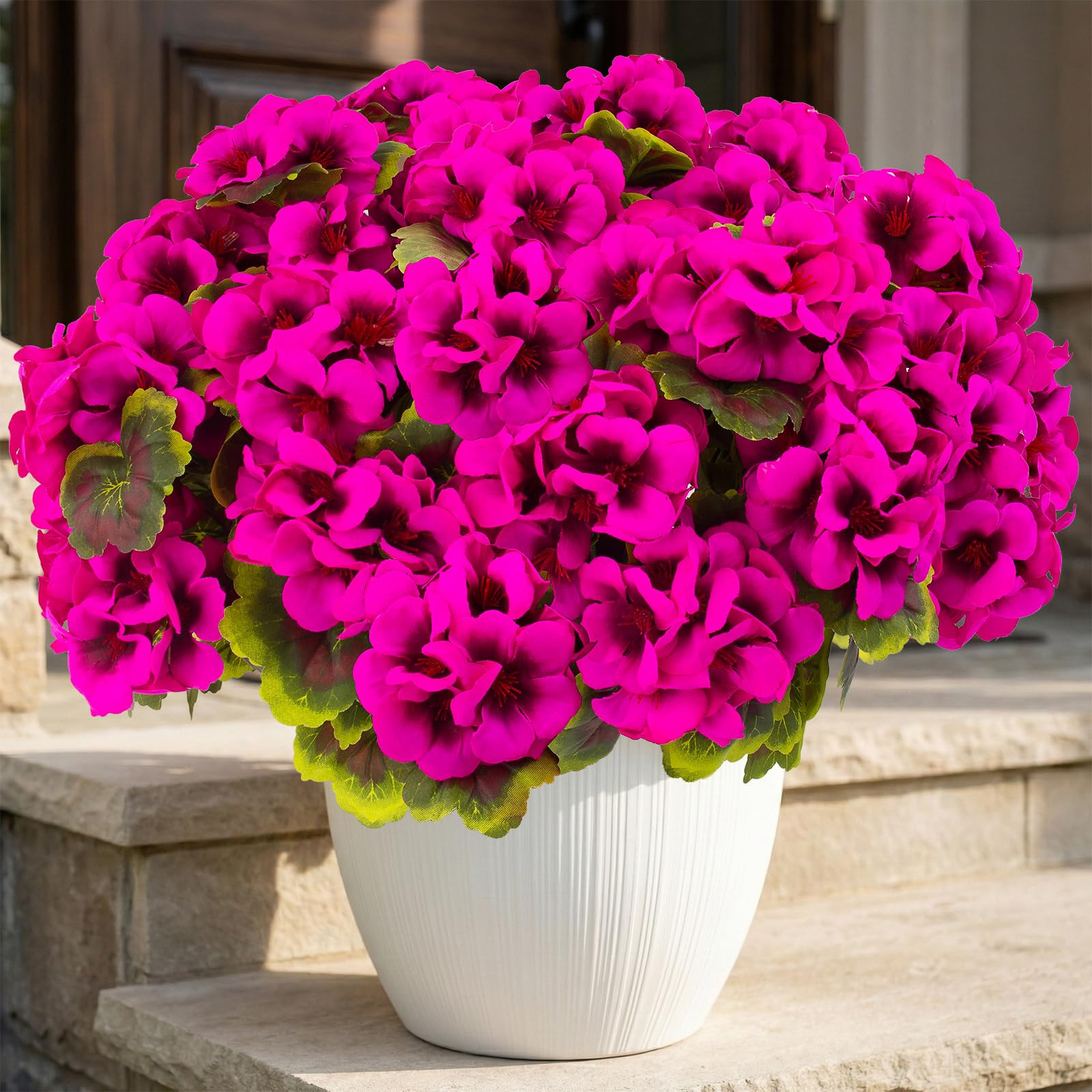 lovemoon 8 Pcs Artificial Geranium Plant Realistic Silk Flowers for Outside UV Resistant Faux Ger... | Amazon (US)