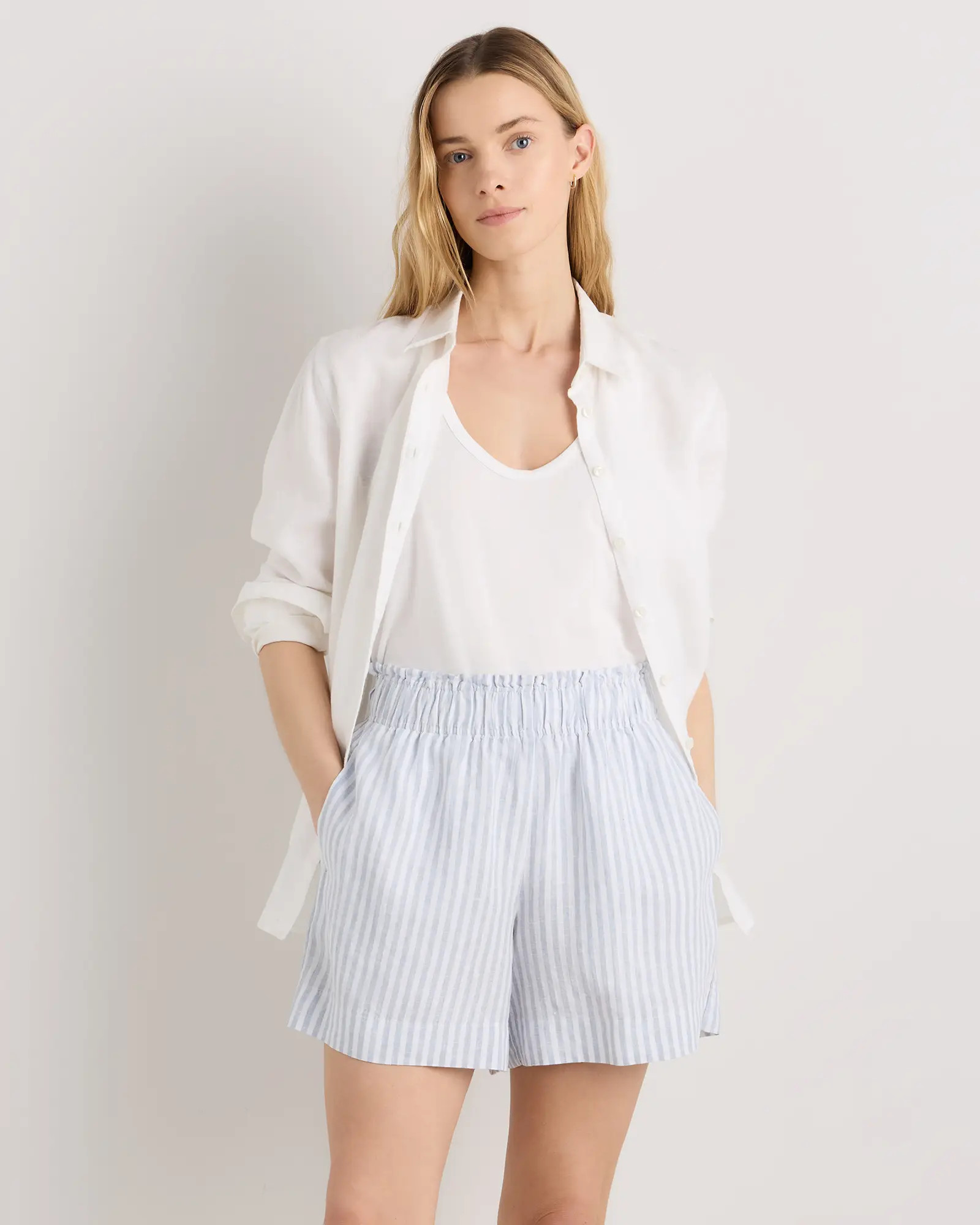 100% European Linen High Waisted Shorts | Quince