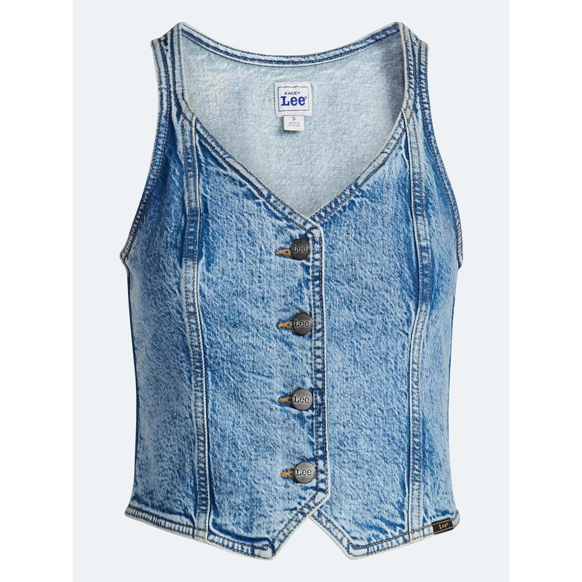 Kacey Lee Women's Fitted Denim Vest, Sizes XS-XXL | Walmart (US)