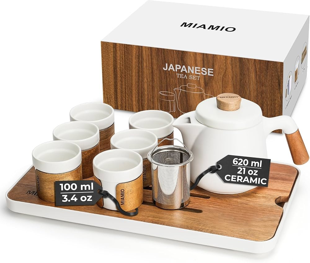 MIAMIO - Japanese/Chinese Tea Set 6 x 3.4 oz/Asian Tea Pot 21 oz with Tea Infuser, Traditional Ja... | Amazon (US)