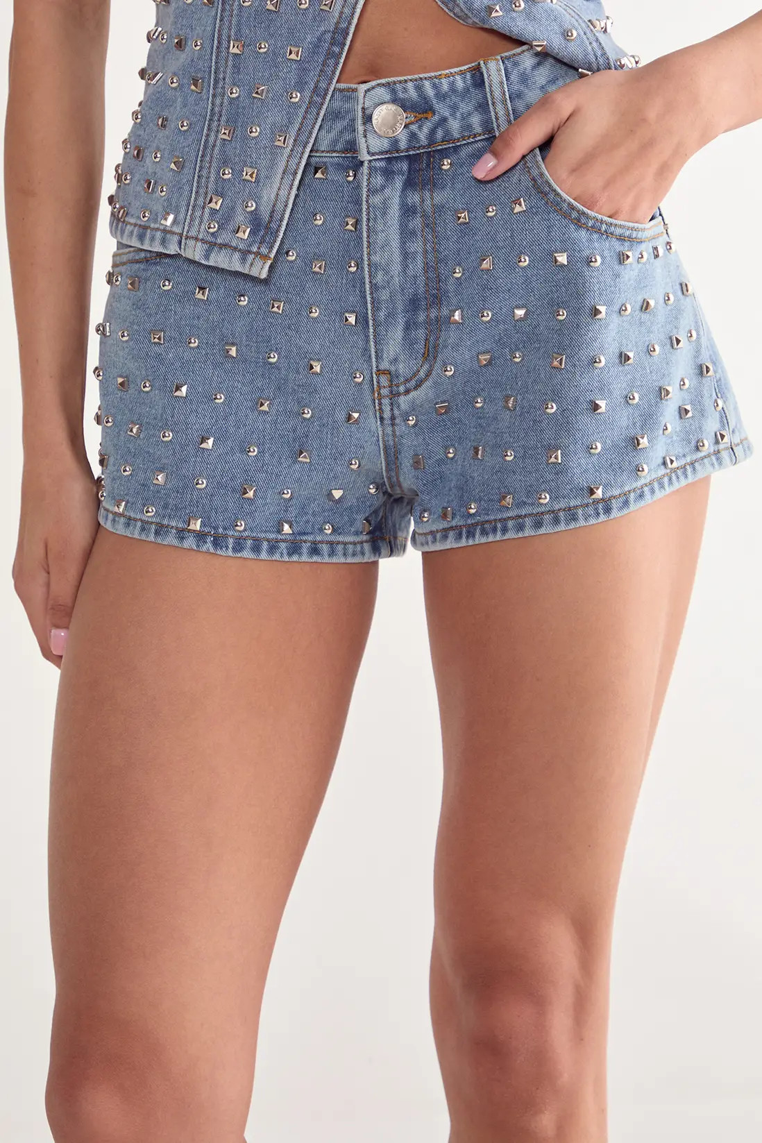 Studded Denim Shorts | Nasty Gal US