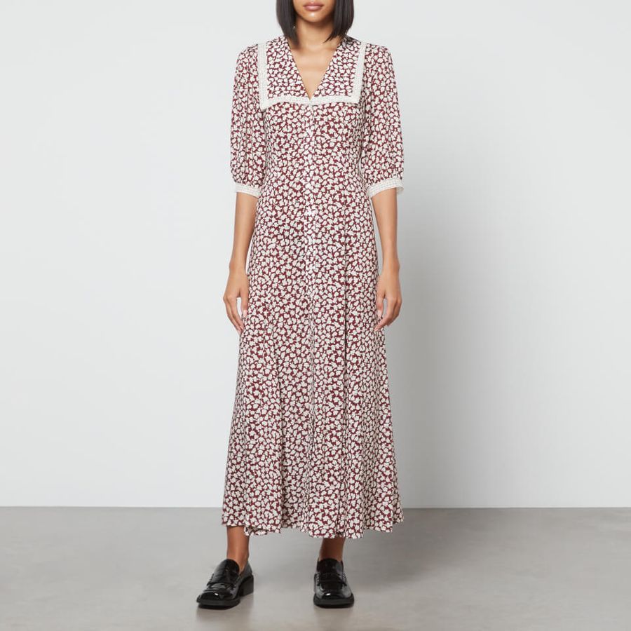RIXO Ellen Lace-Trimmed Floral-Print Crepe Dress | Coggles (Global)