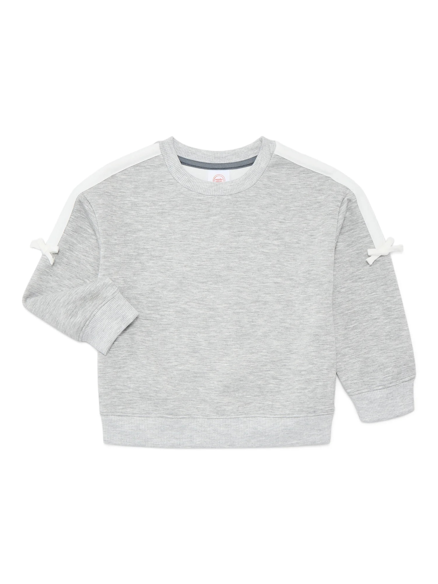 Wonder Nation Toddler Girls Crewneck Pullover with Bows, Sizes 12M-5T | Walmart (US)