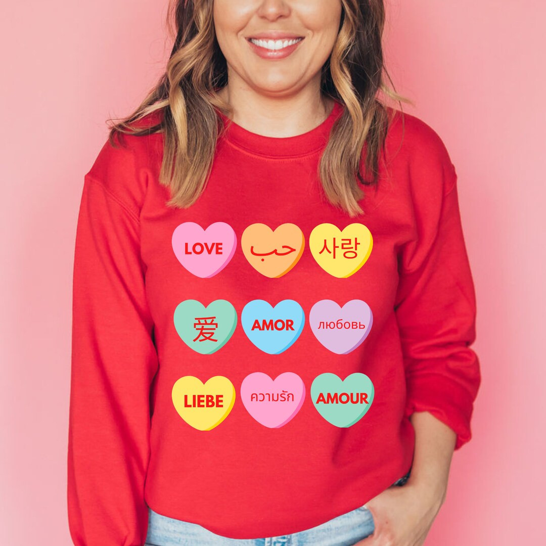 Women's Valentine's Day Sweater 2023, Conversation Hearts Sweatshirt, Sweater With Hearts, Teache... | Etsy (US)