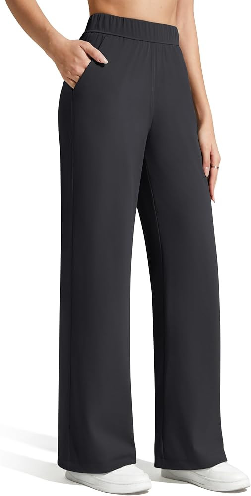 G4Free ShiftReady Women's Casual Pants with Pockets Wide Leg Elastic Waist Pants Stretch | Amazon (US)