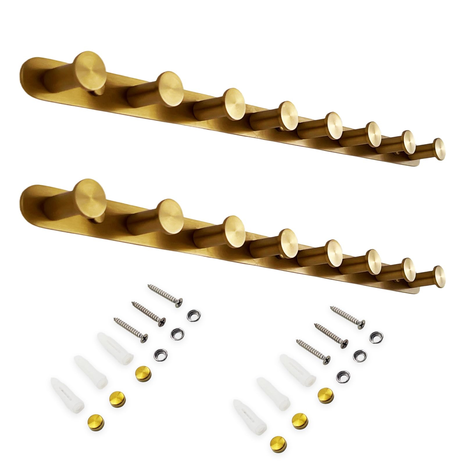 Brushed Gold Wall Mounted Coat Rack with 8 Heavy Duty Hooks – 21 Inch Stainless Steel Entryway ... | Amazon (US)
