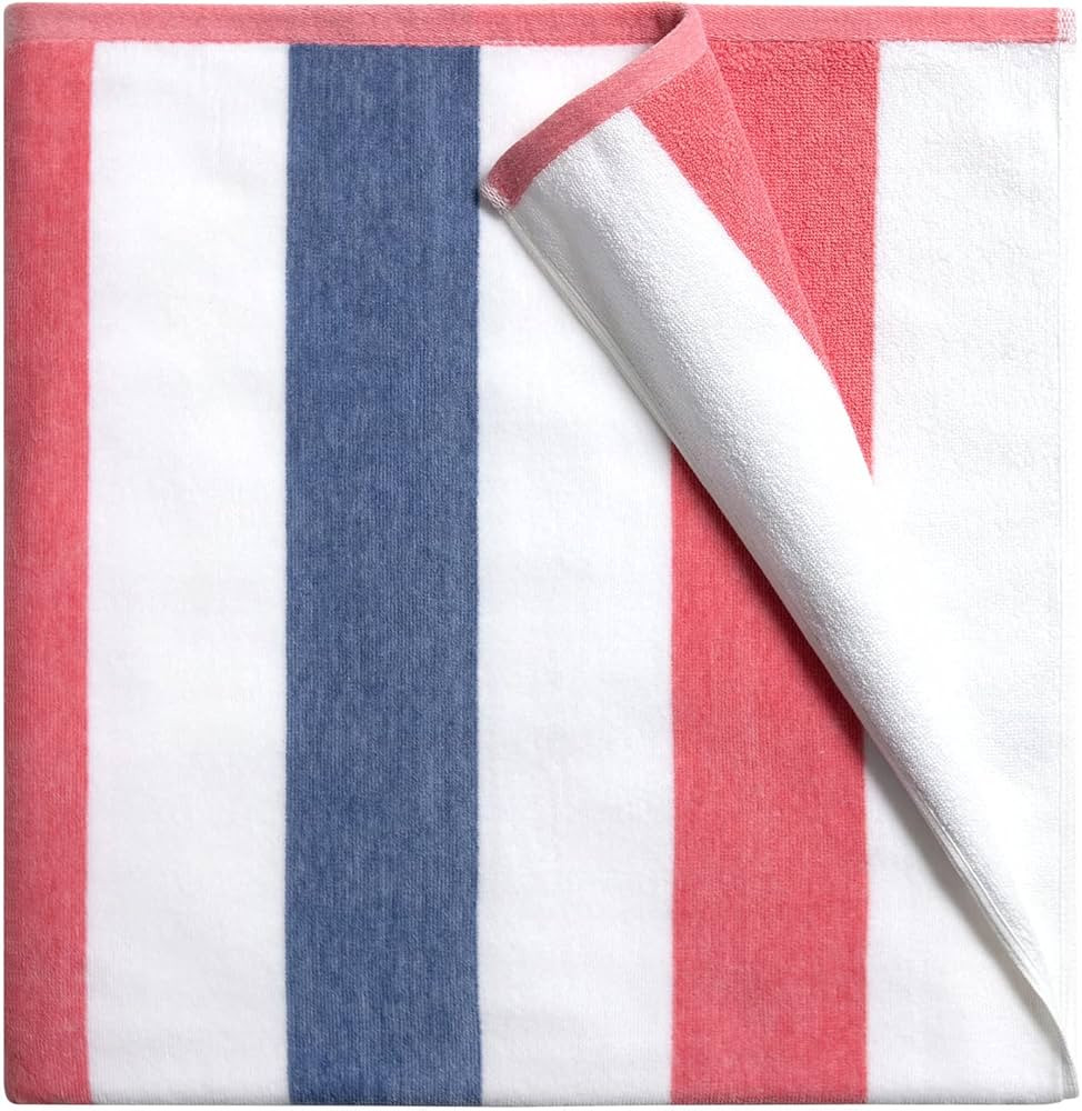cabanana Plush Oversized Beach Towel - Cotton Fluffy 35 x 70 Inch Striped Pool Towel, Large Caban... | Amazon (US)