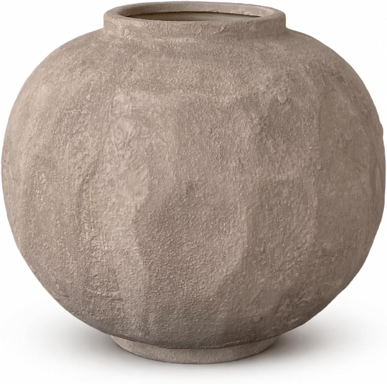 Rustic Ceramic Flower Vase, Vintage Round Brown Textured Pottery Decor | Amazon (US)