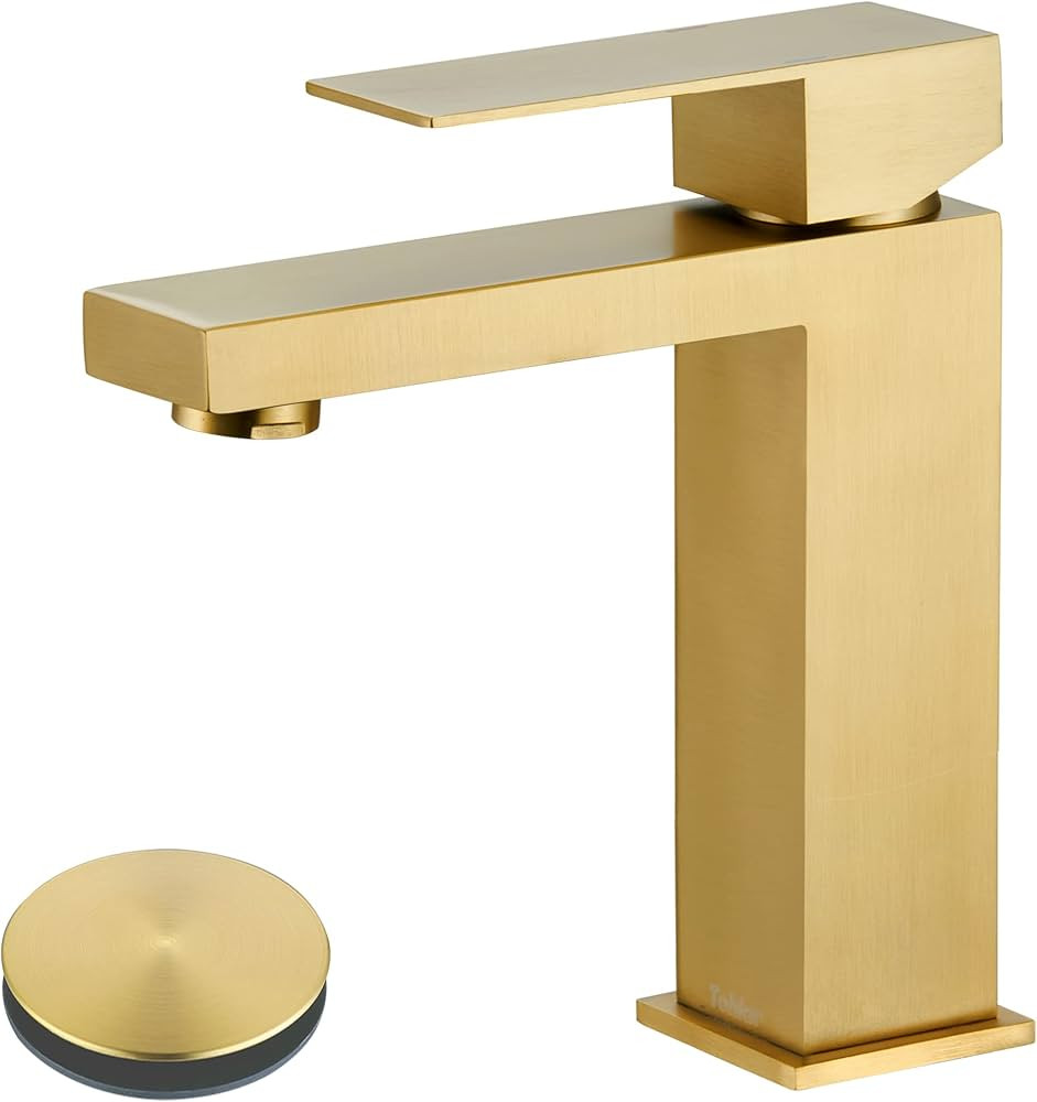 Tohlar Gold Bathroom Faucet, Brushed Gold Faucet for Bathroom Sink, Gold Single Hole Bathroom Fau... | Amazon (US)