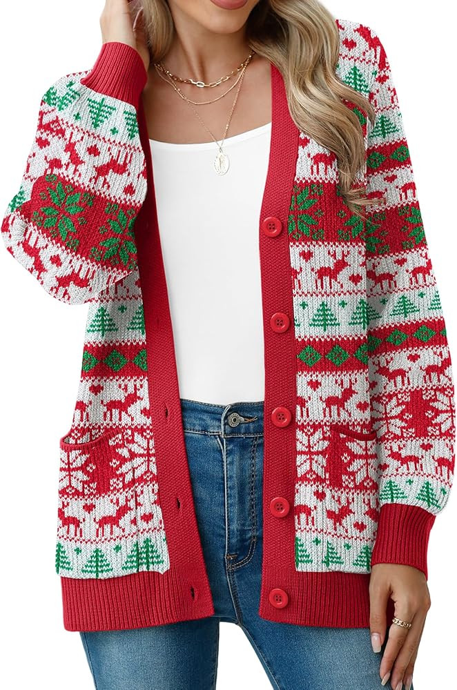 VIISHOW Women Chunky Knit Cardigan Sweater Long Sleeve V Neck Button up Cardigan with Pocket Swea... | Amazon (US)