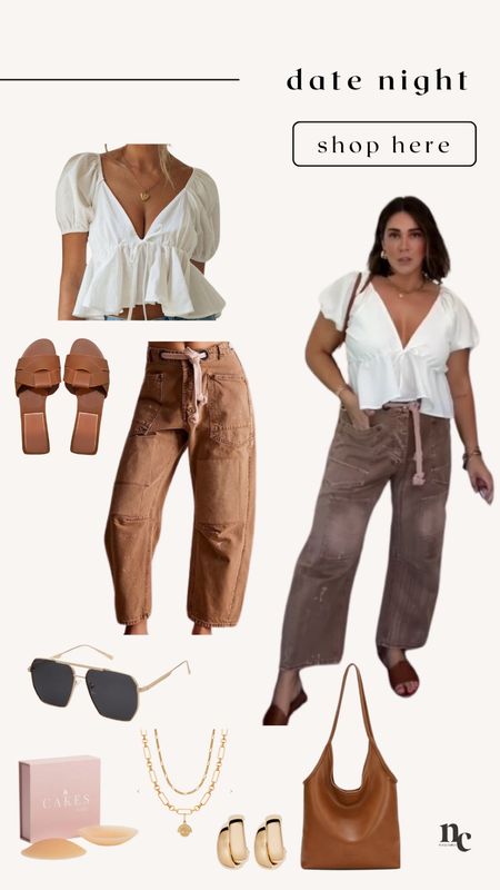 Casual chic boho outfit for a spring date night or GNO!

 Pants 29 (run baggy) top size M (go down if in between) it’s the perfect summer top! I’m wearing cakes with it! 

Date night, mom look, relaxed look, cakes, denim, white shirt , gold jewelry look, midsize, mom style , girls night out 

#LTKParties #LTKStyleTip #LTKMidsize
