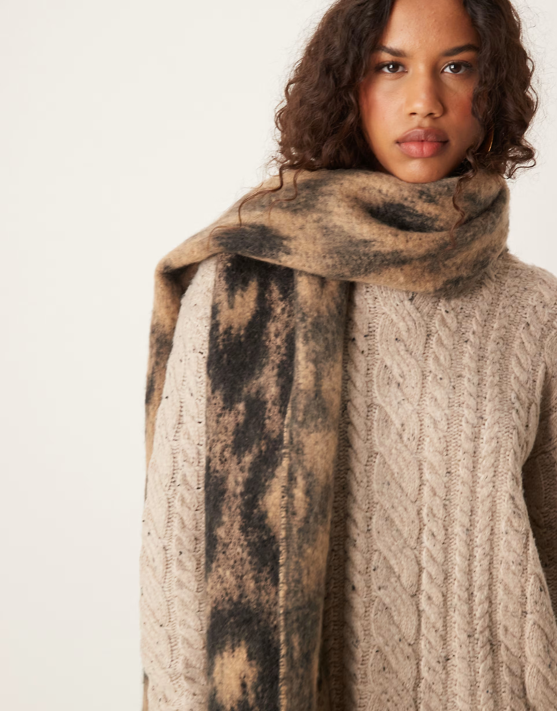 ASOS DESIGN woven scarf with fluffy leopard design | ASOS (Global)